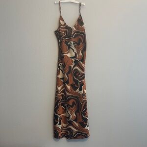 Forever 21 Swirl Maxi Dress in Black, Brown, and Cream